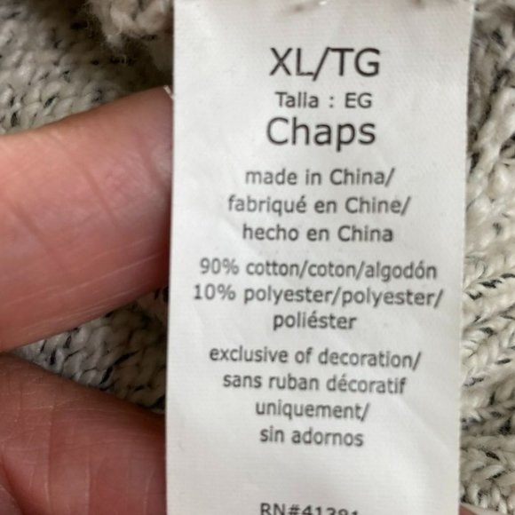 Chaps Mens Cream and Brown Tweed Knit Sweater with 1/4 Zipper Size XL/T Academia - Picture 5 of 12